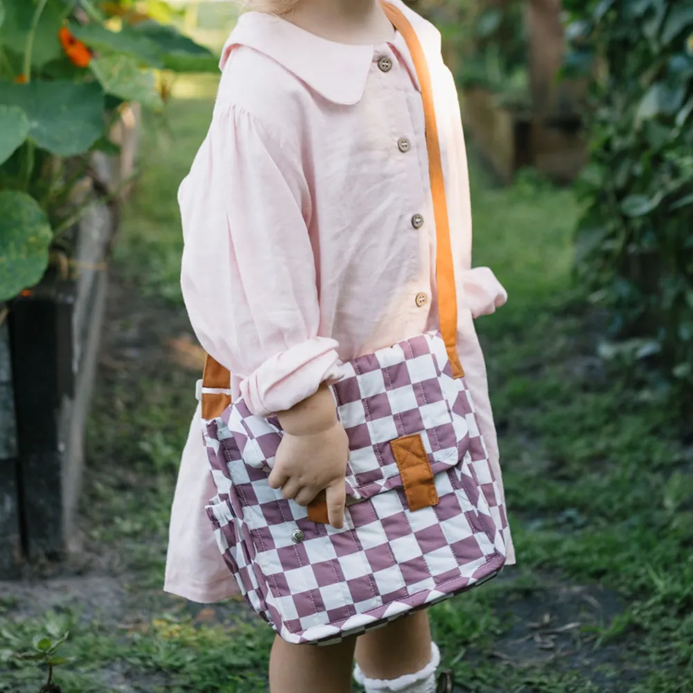 Olli Ella Indoor Play|Doll Accessories|Carrie Convertible Changing Set - Plum Check