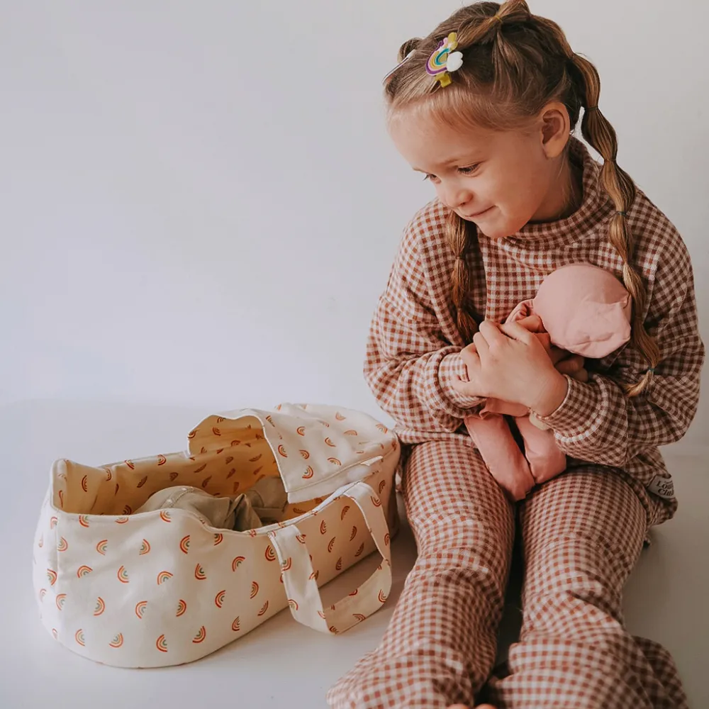 Olli Ella Doll Accessories|Doll Prams & Carriers|Dinkum Dolls Carry Cot - Rainbow Print