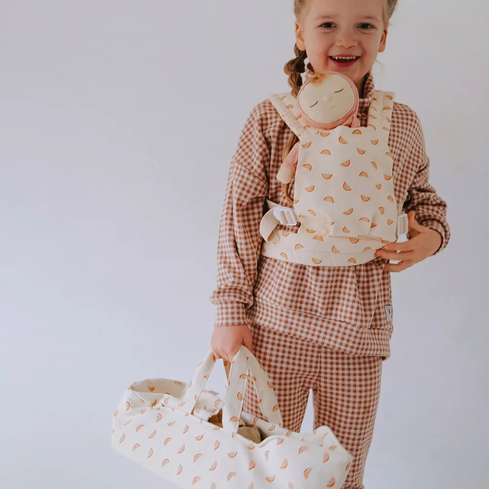 Olli Ella Doll Accessories|Doll Prams & Carriers|Dinkum Dolls Carry Cot - Rainbow Print
