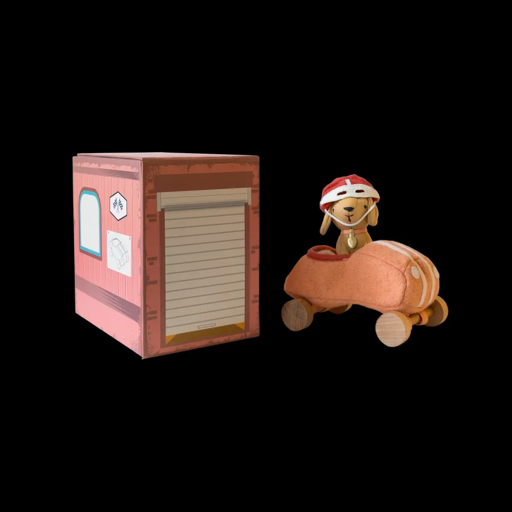 Olli Ella Indoor Play|Small World Play|Holdie Dog-Go - Racer Girl - Pink