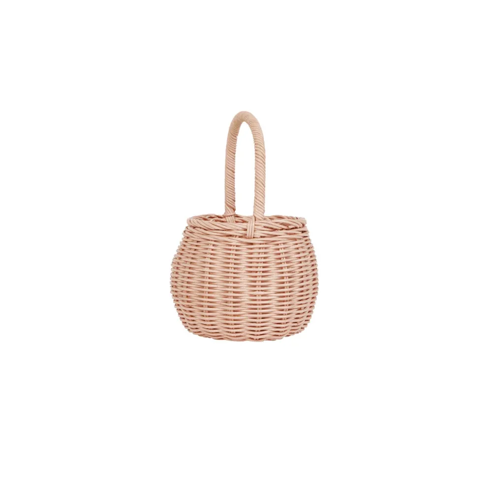 Olli Ella Outdoor Play|To Carry|Rattan Berry Basket - Rose