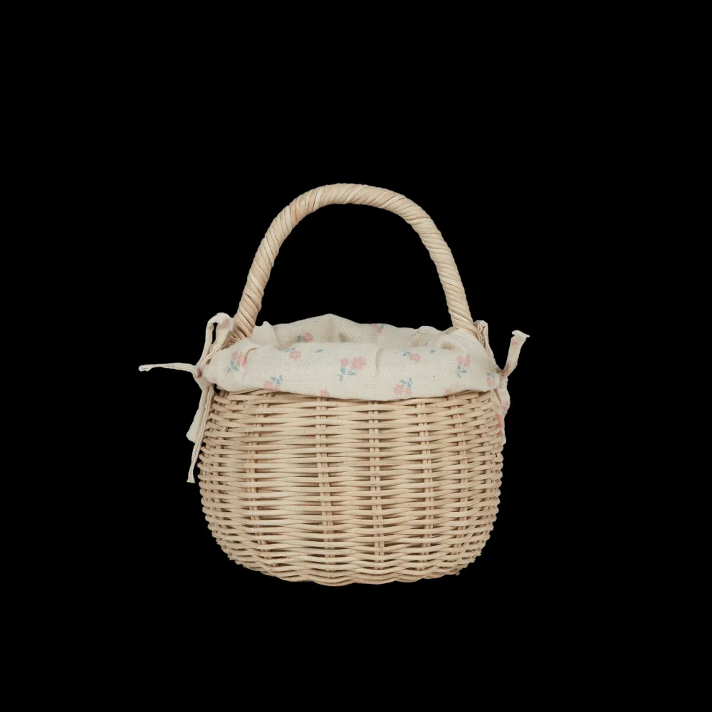 Olli Ella Outdoor Play|Rattan Berry Basket with Lining - Pansy