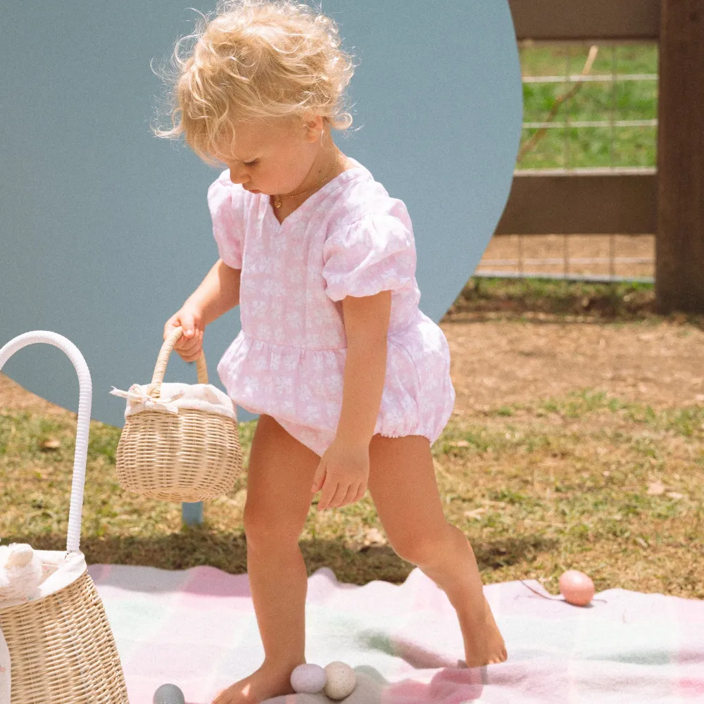 Olli Ella Outdoor Play|Rattan Berry Basket with Lining - Pansy