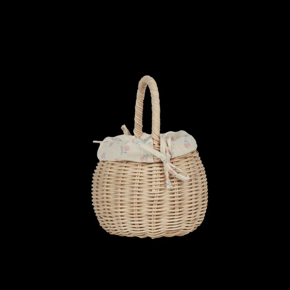 Olli Ella Outdoor Play|Rattan Berry Basket with Lining - Pansy