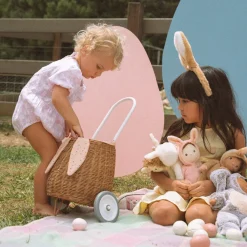 Olli Ella Outdoor Play|Rattan Bunny Luggy with Lining - Gumdrop