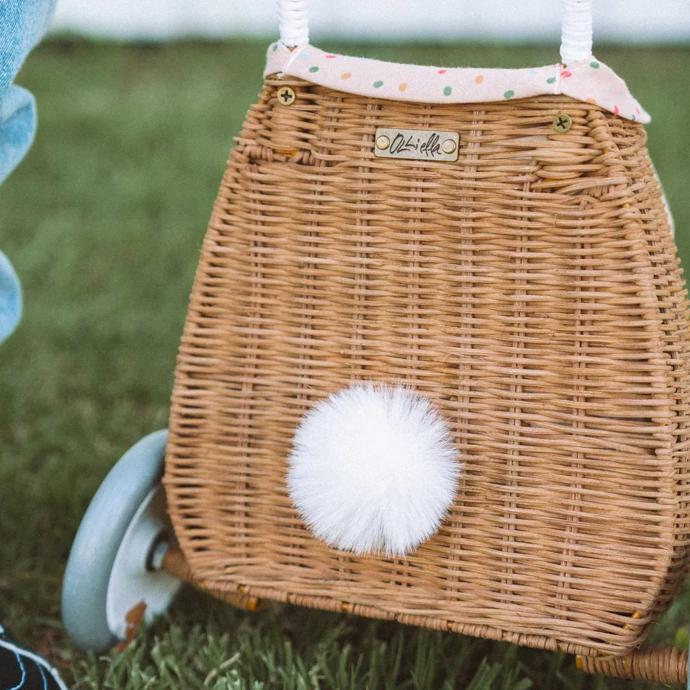 Olli Ella Outdoor Play|Rattan Bunny Luggy with Lining - Gumdrop