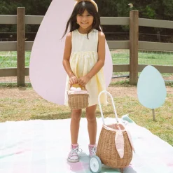 Olli Ella Outdoor Play|Rattan Bunny Luggy with Lining - Gumdrop
