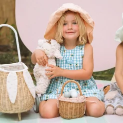 Olli Ella Outdoor Play|Rattan Bunny Luggy with Lining - Pansy