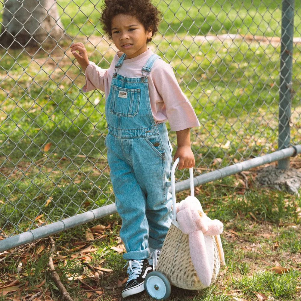Olli Ella Outdoor Play|Rattan Bunny Luggy with Lining - Pansy