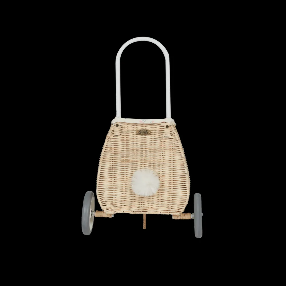 Olli Ella Outdoor Play|Rattan Bunny Luggy with Lining - Pansy