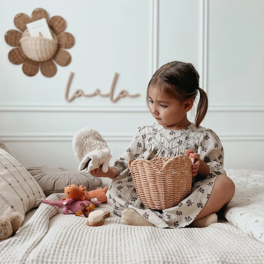 Olli Ella Nursery|Rattan Lily Basket Set - Seashell Pink