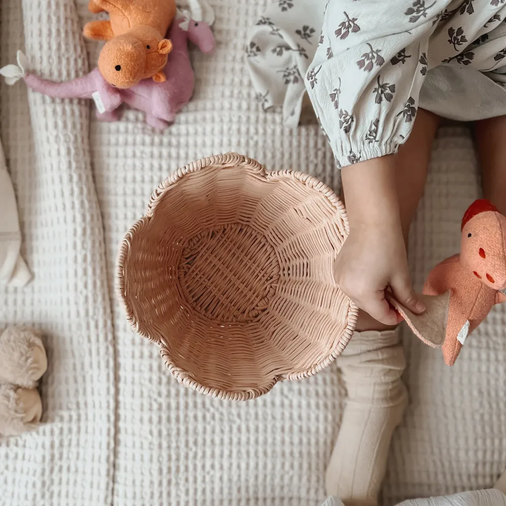 Olli Ella Nursery|Rattan Lily Basket Set - Seashell Pink
