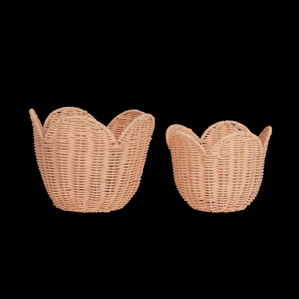Olli Ella Nursery|Rattan Lily Basket Set - Seashell Pink
