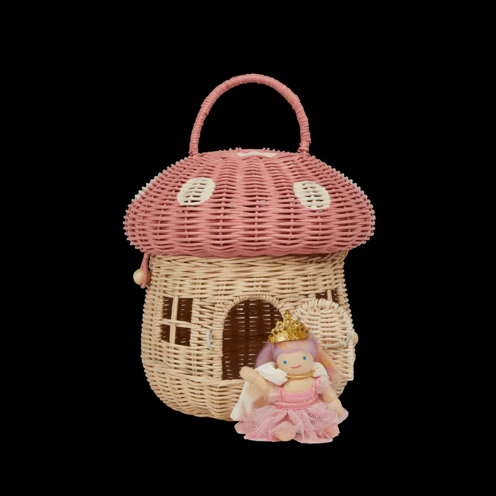 Olli Ella Outdoor Play|For Storage|Rattan Mushroom Basket - Musk