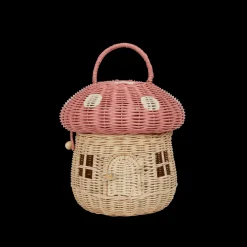 Olli Ella Outdoor Play|For Storage|Rattan Mushroom Basket - Musk