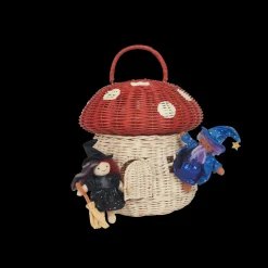 Olli Ella Outdoor Play|For Storage|Rattan Mushroom Basket - Red
