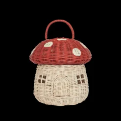 Olli Ella Outdoor Play|For Storage|Rattan Mushroom Basket - Red