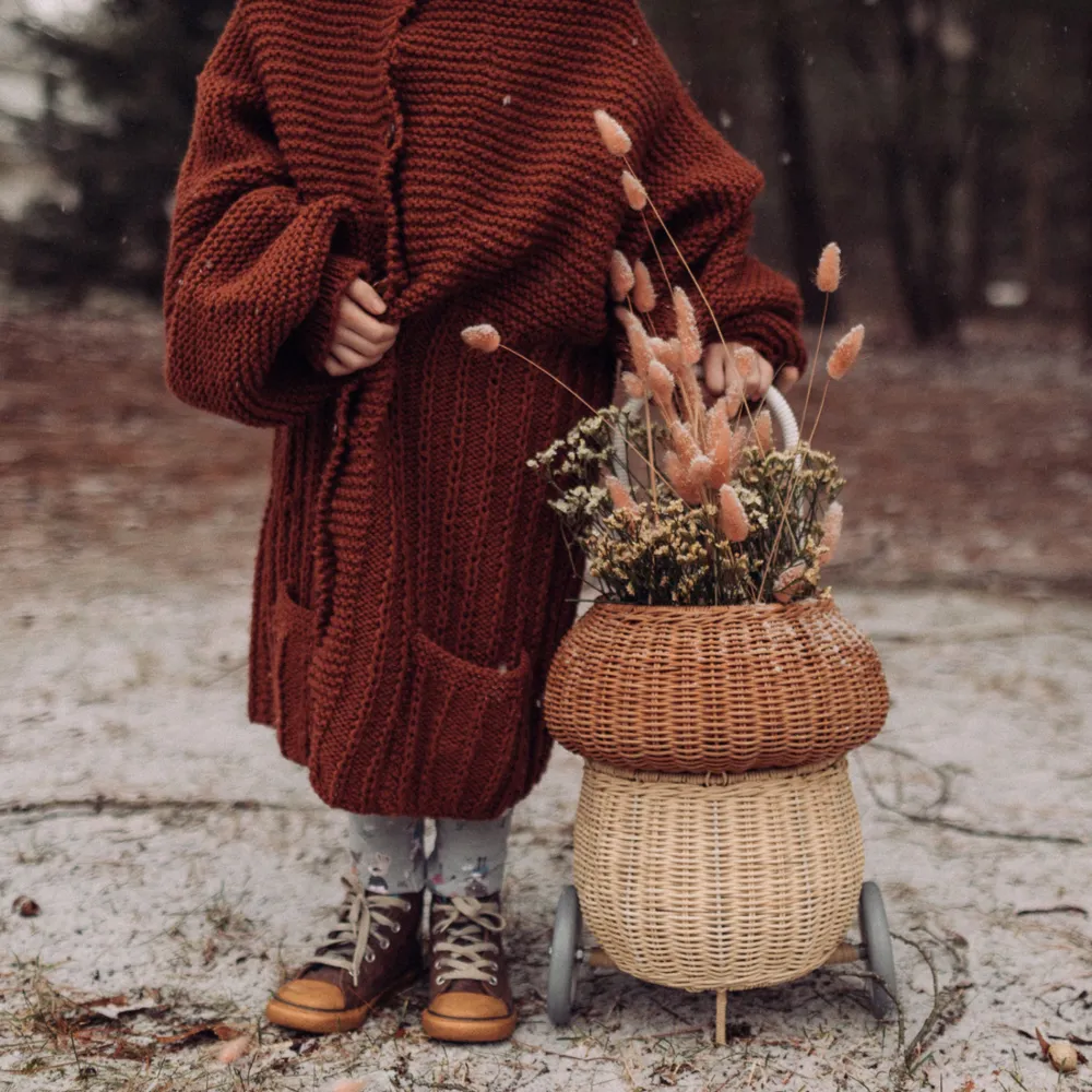 Olli Ella Outdoor Play|For Storage|Rattan Mushroom Luggy - Natural