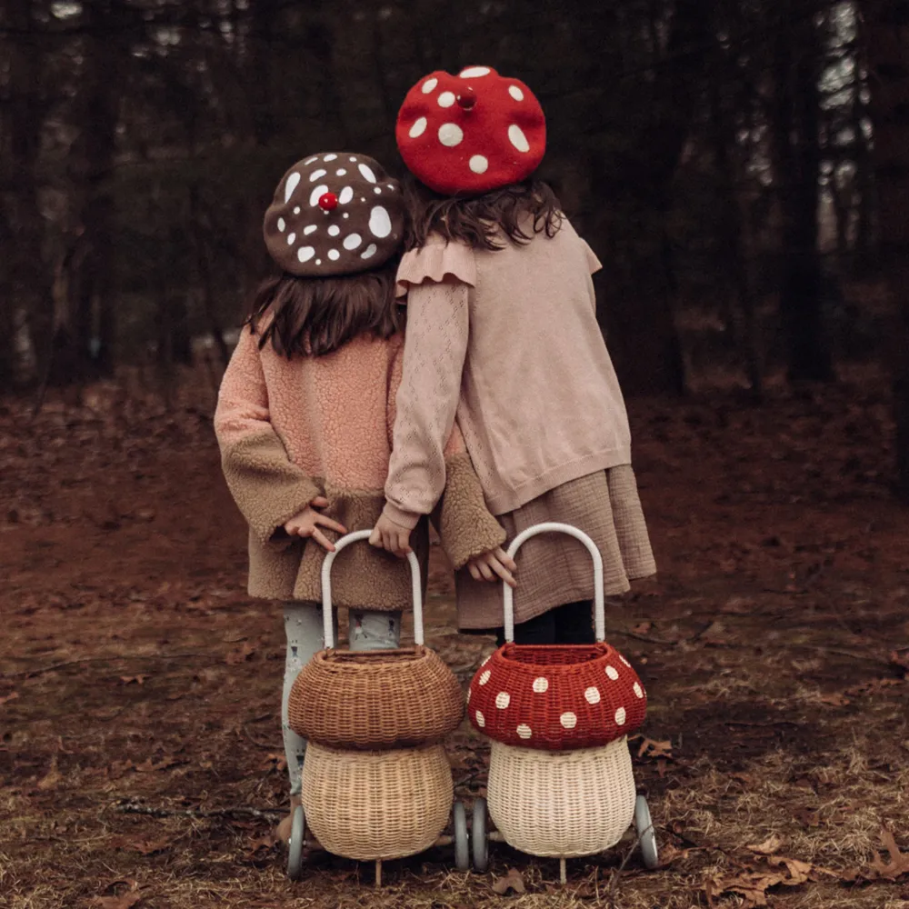 Olli Ella Outdoor Play|For Storage|Rattan Mushroom Luggy - Red