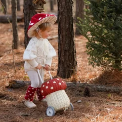 Olli Ella Outdoor Play|For Storage|Rattan Mushroom Luggy - Red
