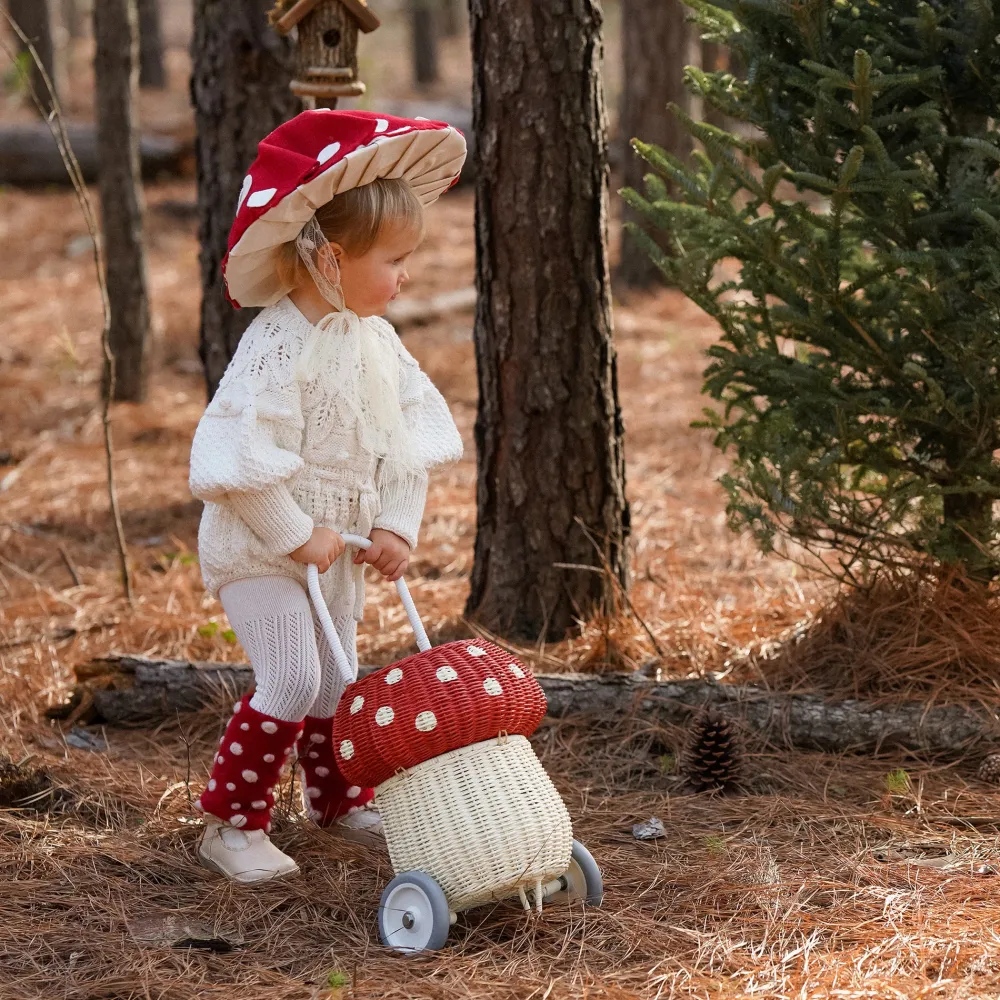 Olli Ella Outdoor Play|For Storage|Rattan Mushroom Luggy - Red