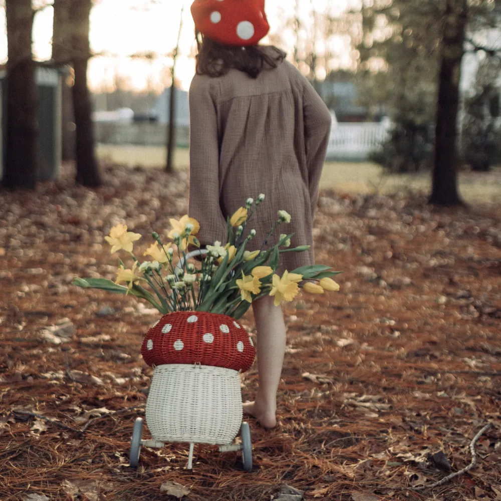 Olli Ella Outdoor Play|For Storage|Rattan Mushroom Luggy - Red