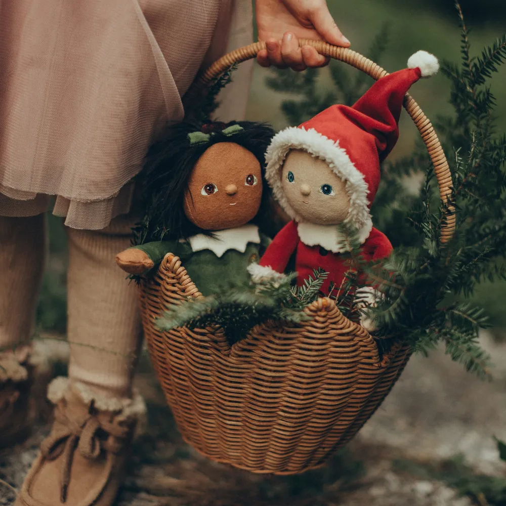 Olli Ella Outdoor Play|To Carry|Rattan Poinsettia Carry Basket - Natural