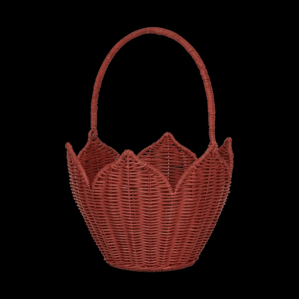 Olli Ella Outdoor Play|To Carry|Rattan Poinsettia Carry Basket - Red