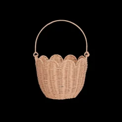 Olli Ella Nursery|Rattan Tulip Carry Basket - Seashell Pink