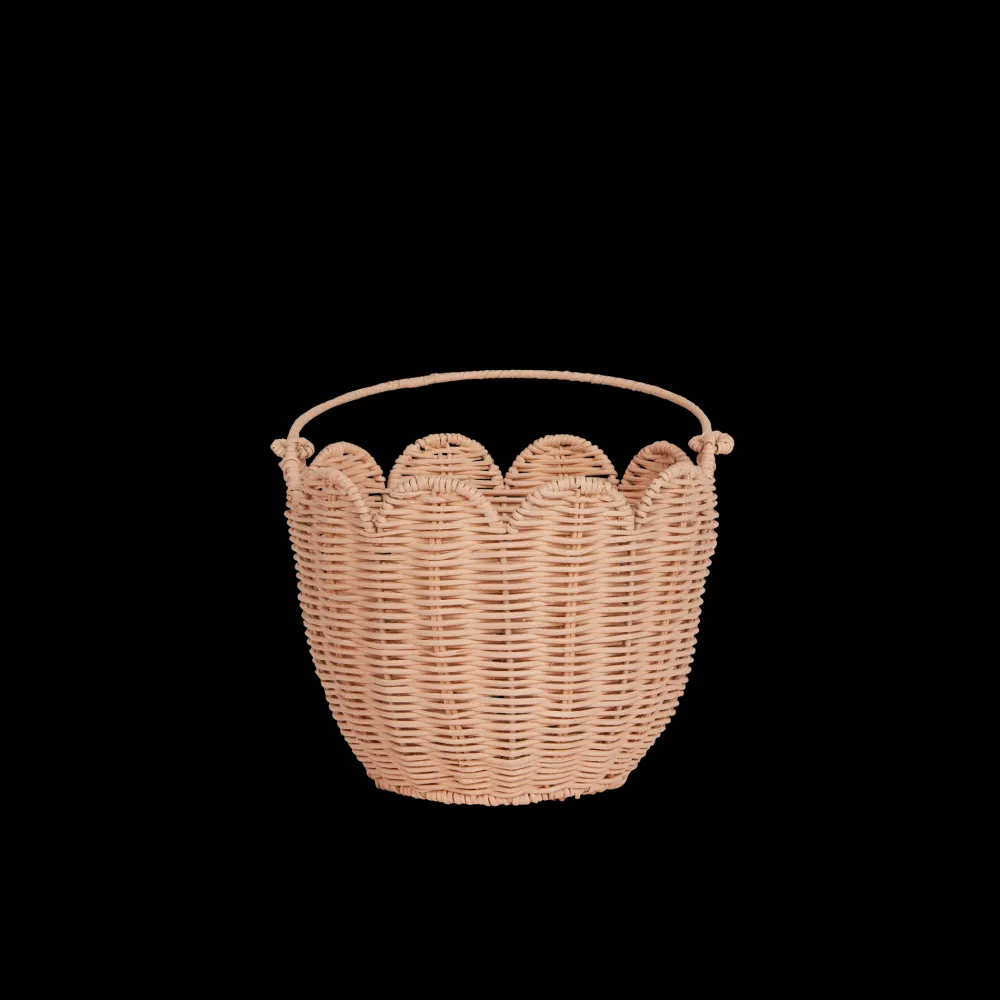Olli Ella Nursery|Rattan Tulip Carry Basket - Seashell Pink