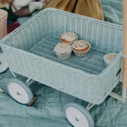Olli Ella Outdoor Play|On Wheels|Rattan Wonder Wagon - Vintage Blue