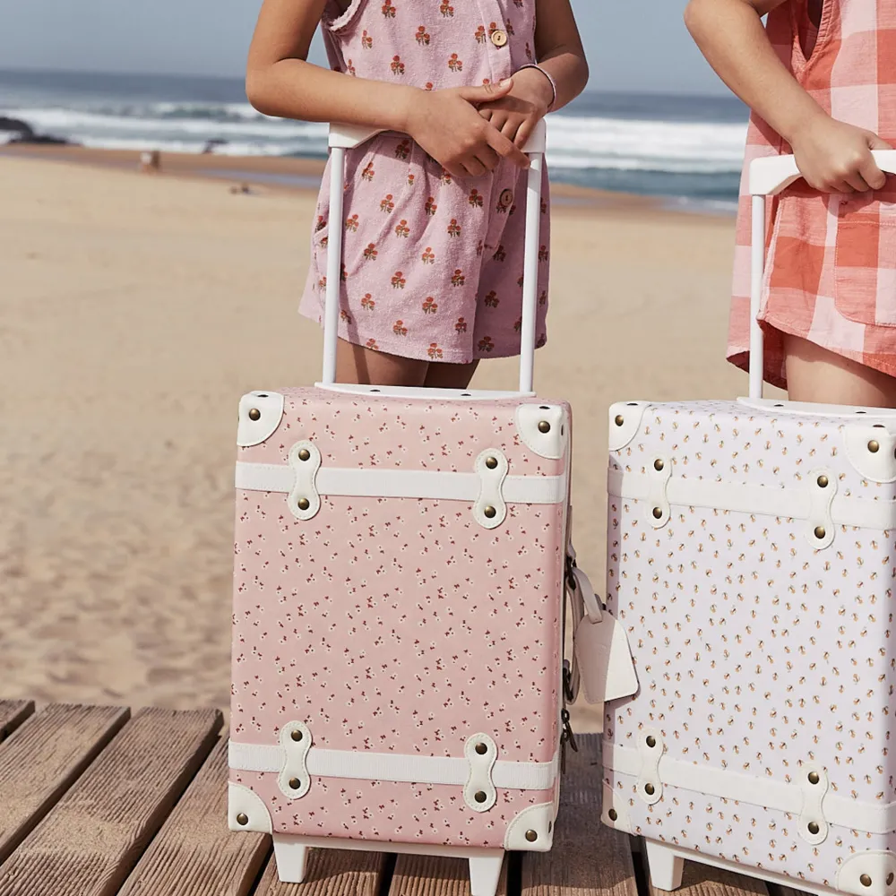 Olli Ella Travel|Travel Bags|See-Ya Suitcase - Pink Daisies