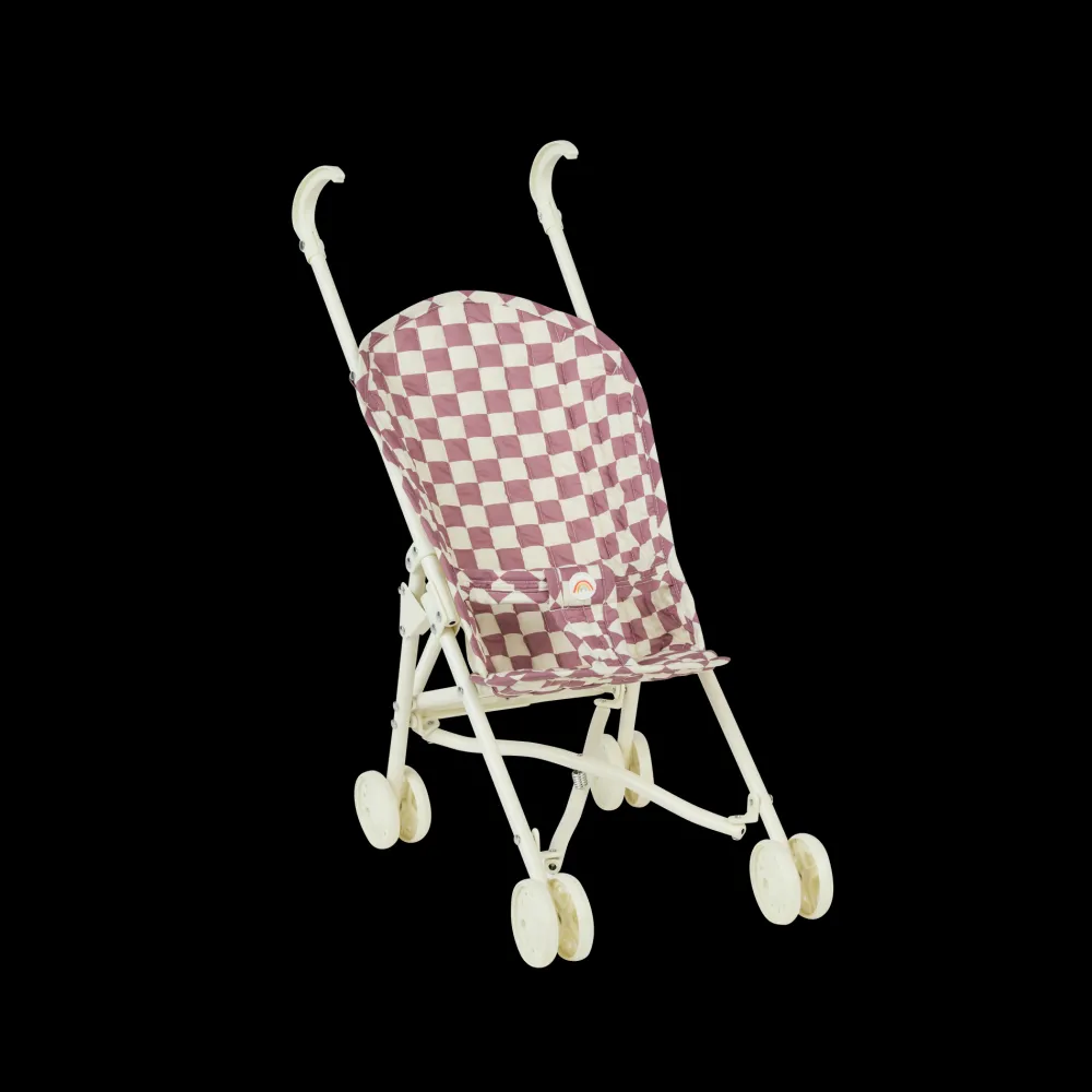 Olli Ella Indoor Play|Doll Accessories|Sollie Stroller - Plum Check